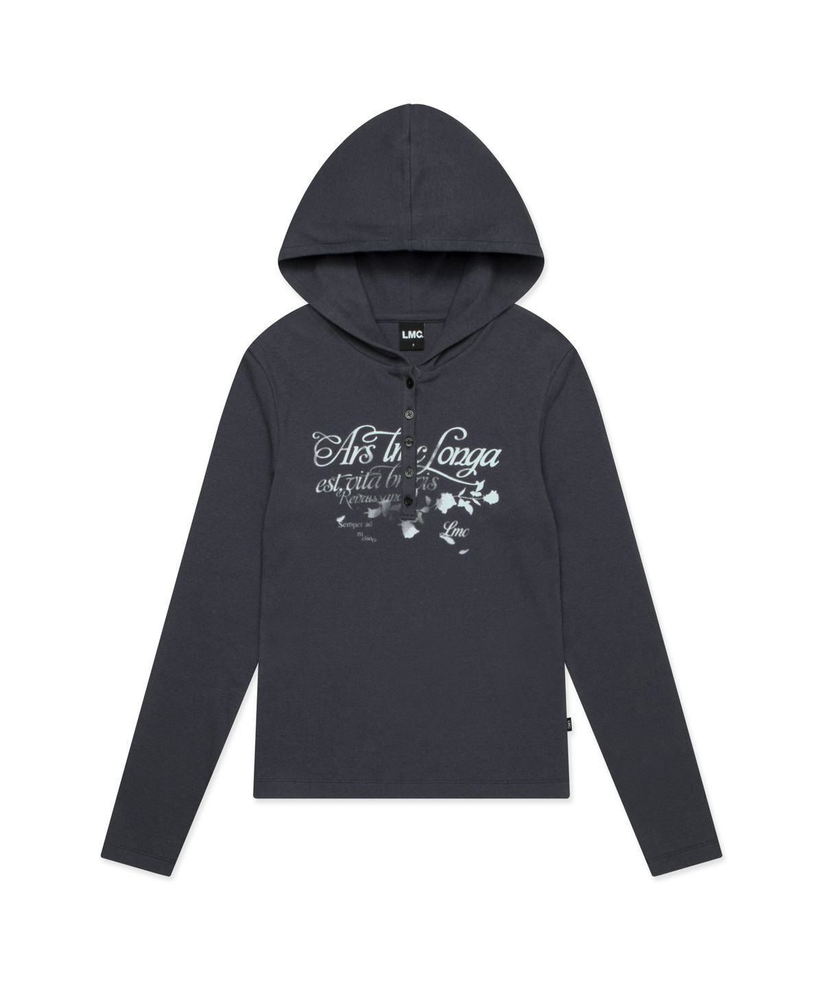 엘엠씨(LMC) WM BUTTON HOODED LONG SLV TEE charcoal