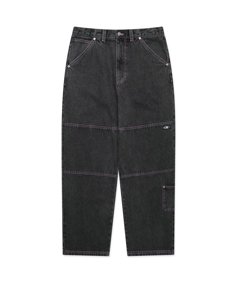 CNTRST ST DOUBLE KNEE DENIM PANTS gray