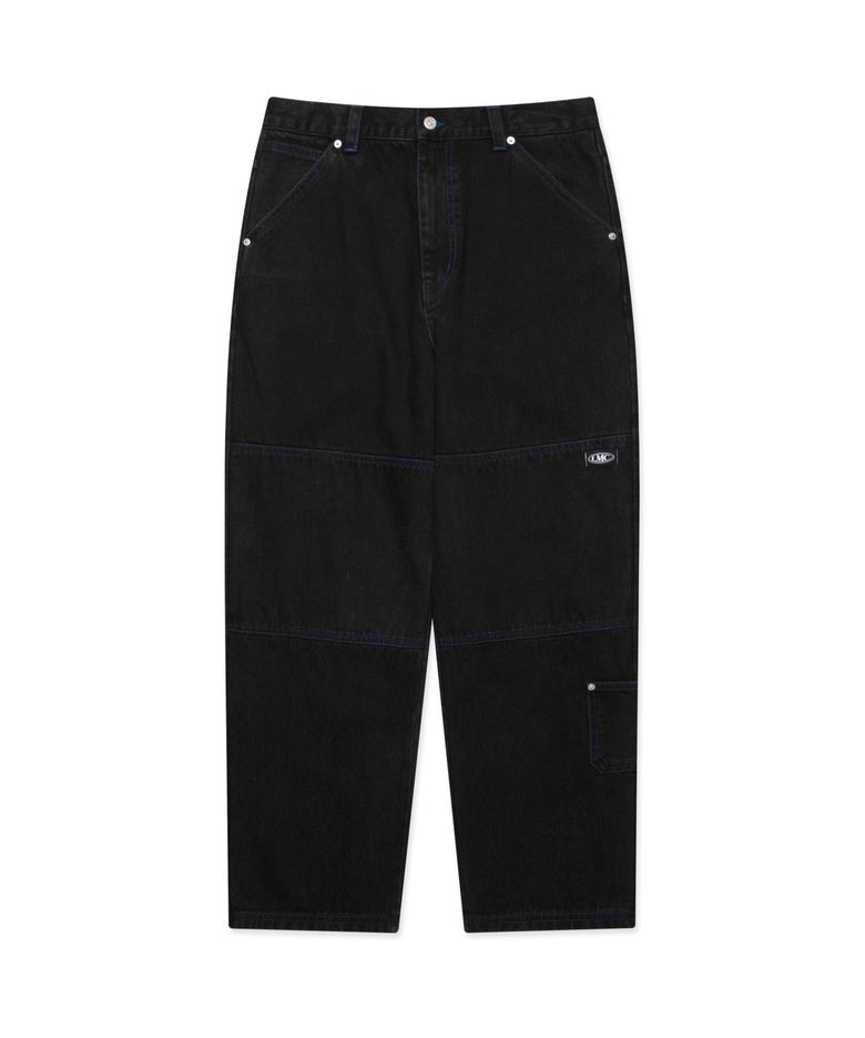 CNTRST ST DOUBLE KNEE DENIM PANTS black