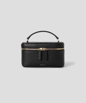 큐브 지퍼 탑핸들 크로스백 - 블랙