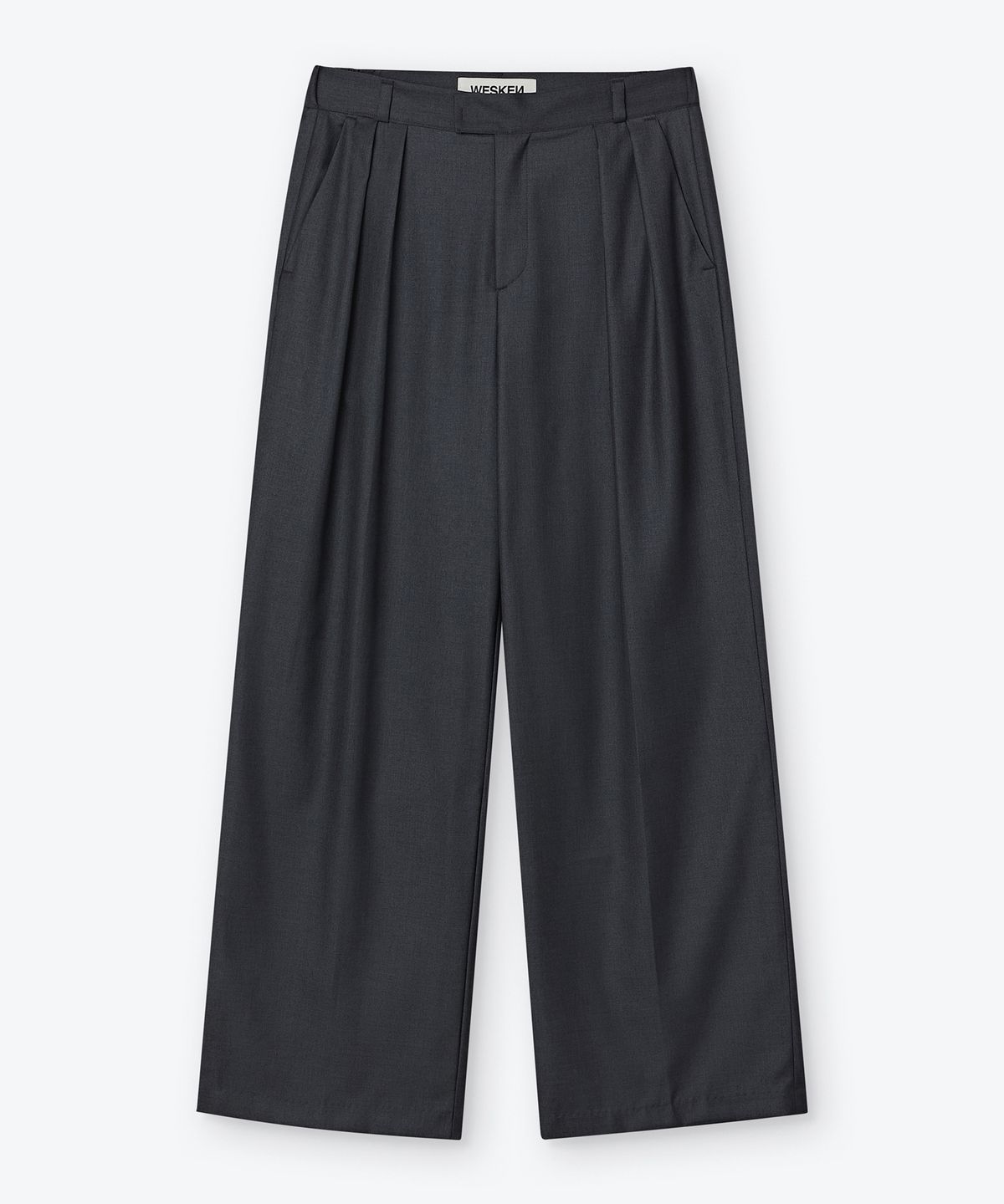 웨스켄(WESKEN) [UNISEX] SOLID TWO TUCK TROUSERS (CHARCOAL)
