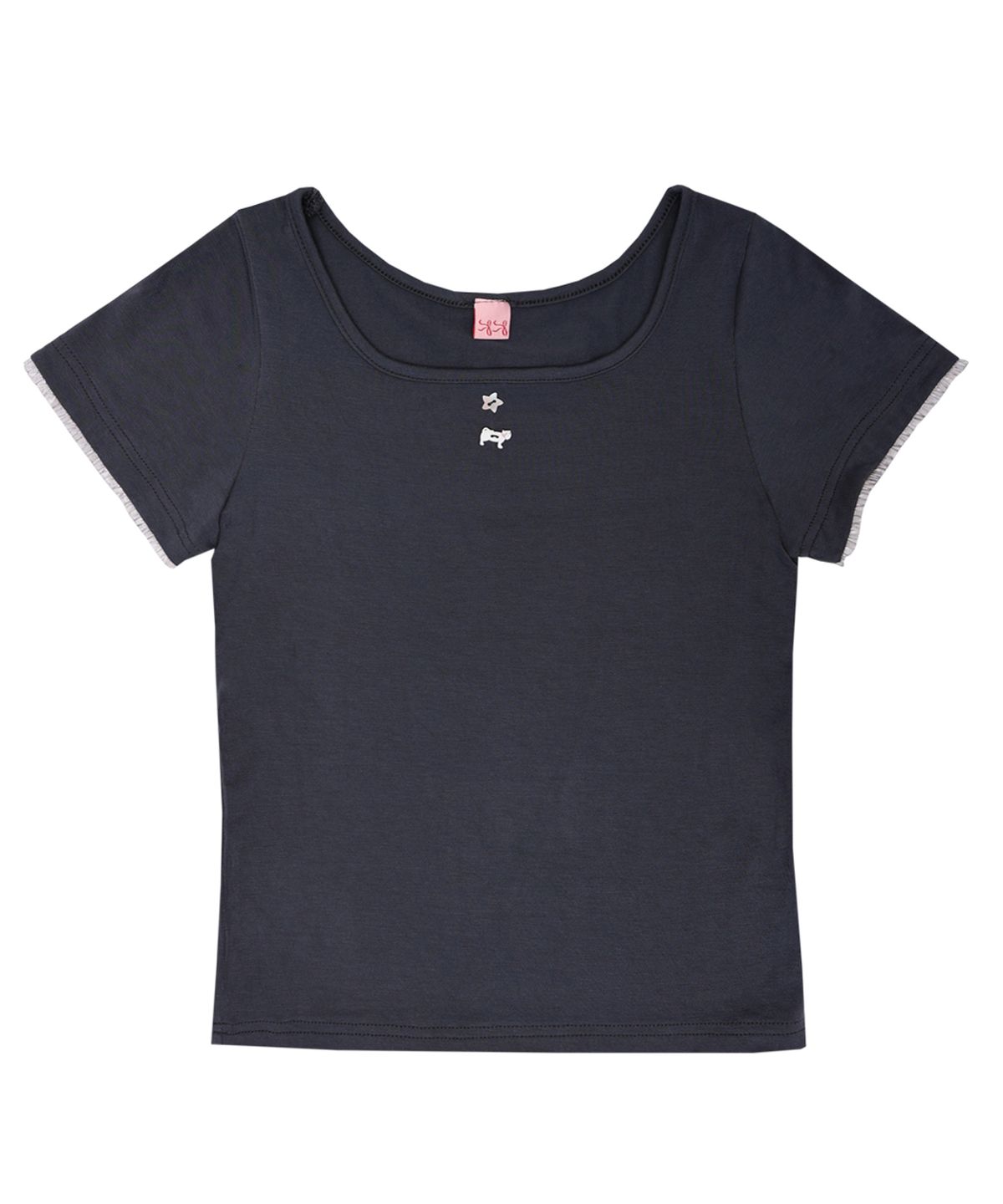 시월107(SIWL107) Kitten Crop Tee (Charcoal)