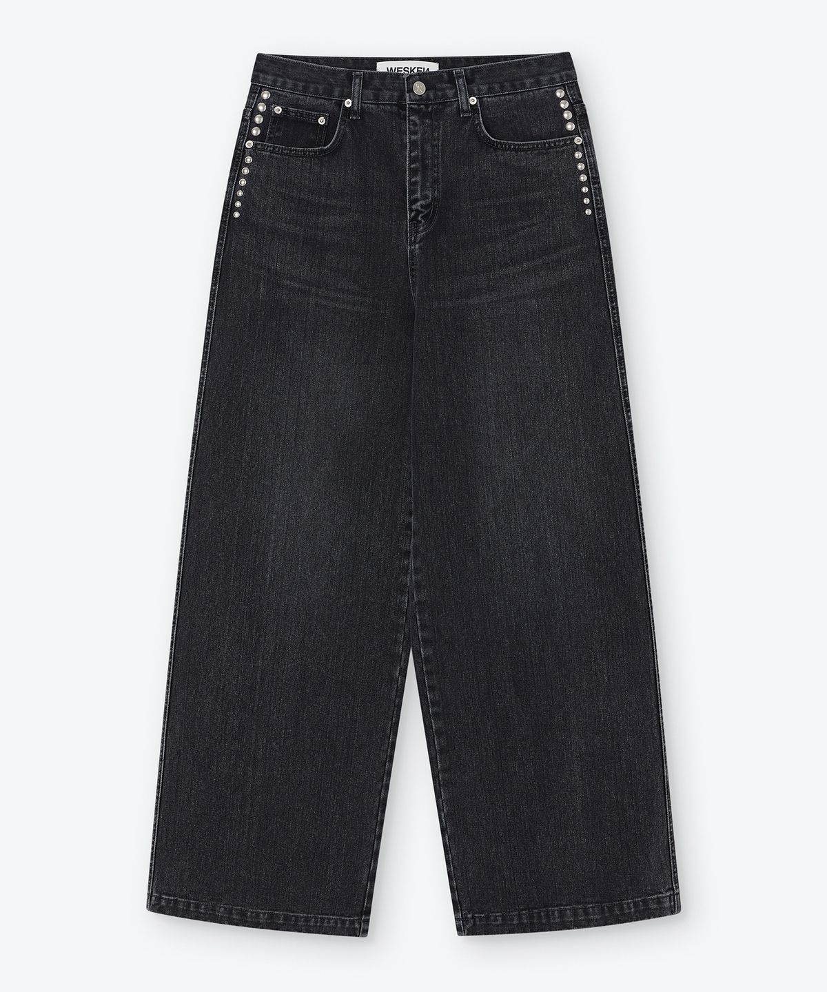 웨스켄(WESKEN) [UNISEX] STUDDED WIDE DENIM PANTS (BLACK)