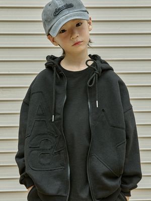 아플리케 솔리드 후드 집업_BLACK (S-MOM)