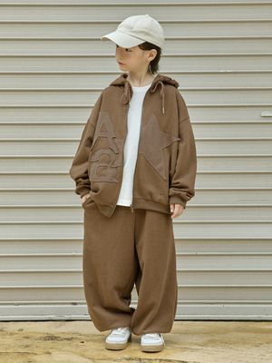 아플리케 솔리드 조거 팬츠_BROWN (S-MOM)