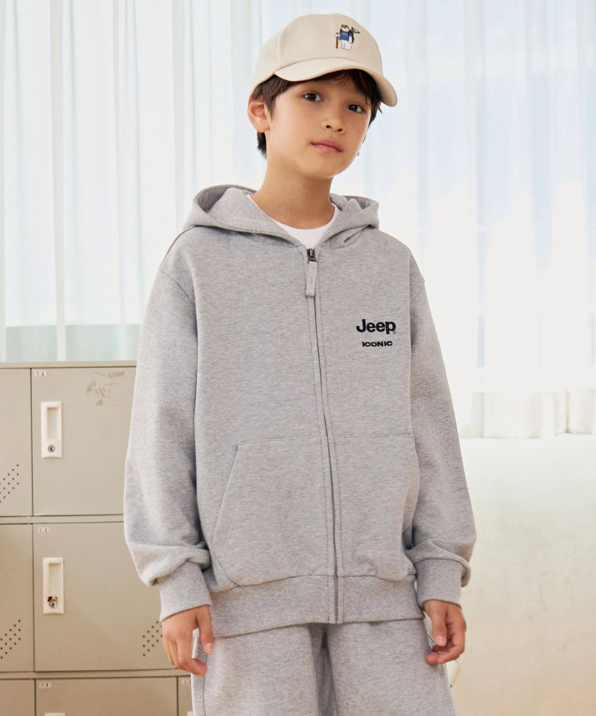 지프키즈(JEEPKIDS) 그린라벨 아이코닉 후드집업(KQ5TZU003MG)