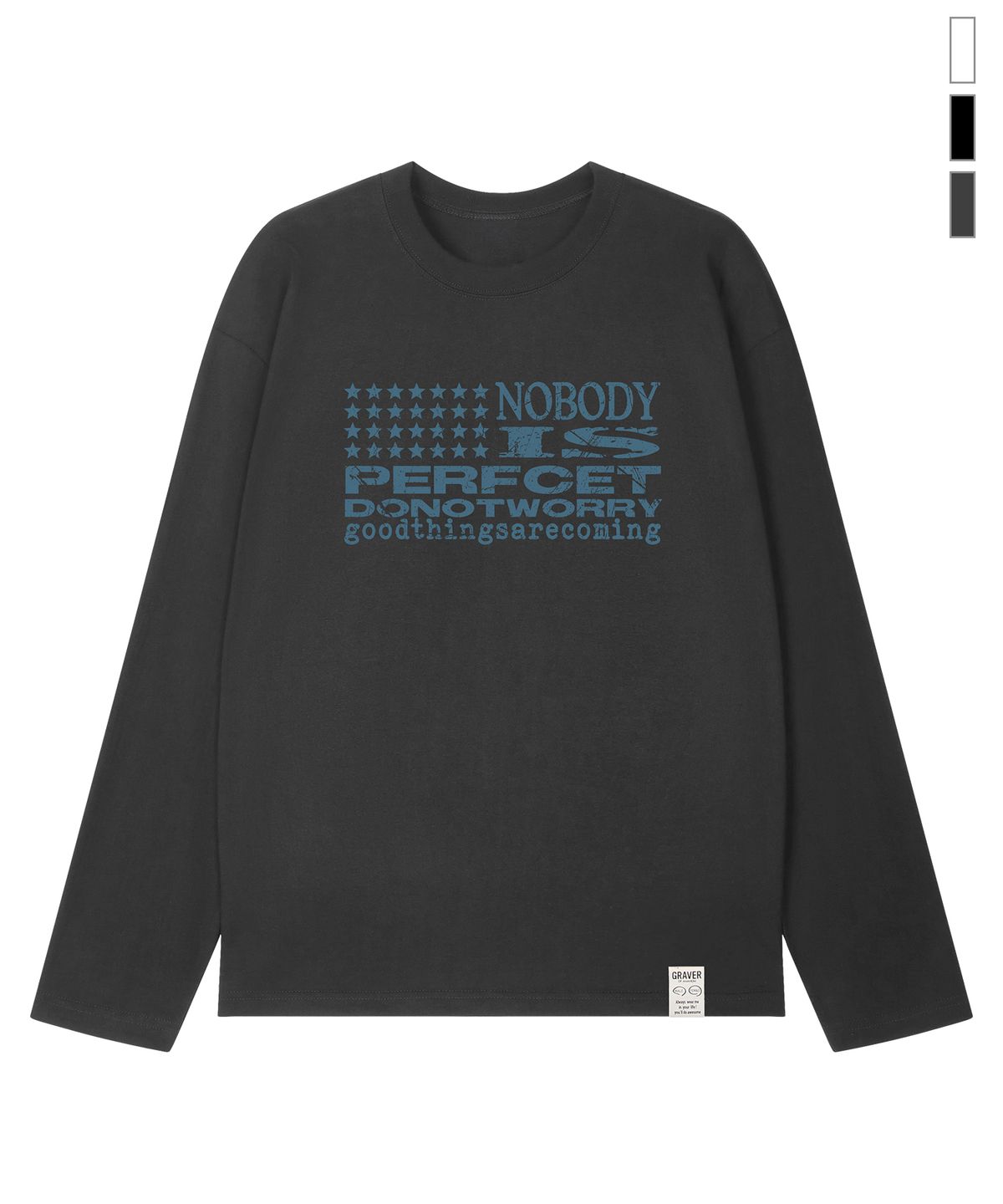 그레이버(GRAVER) [UNISEX]NOBODY 롱슬리브 티셔츠_3color