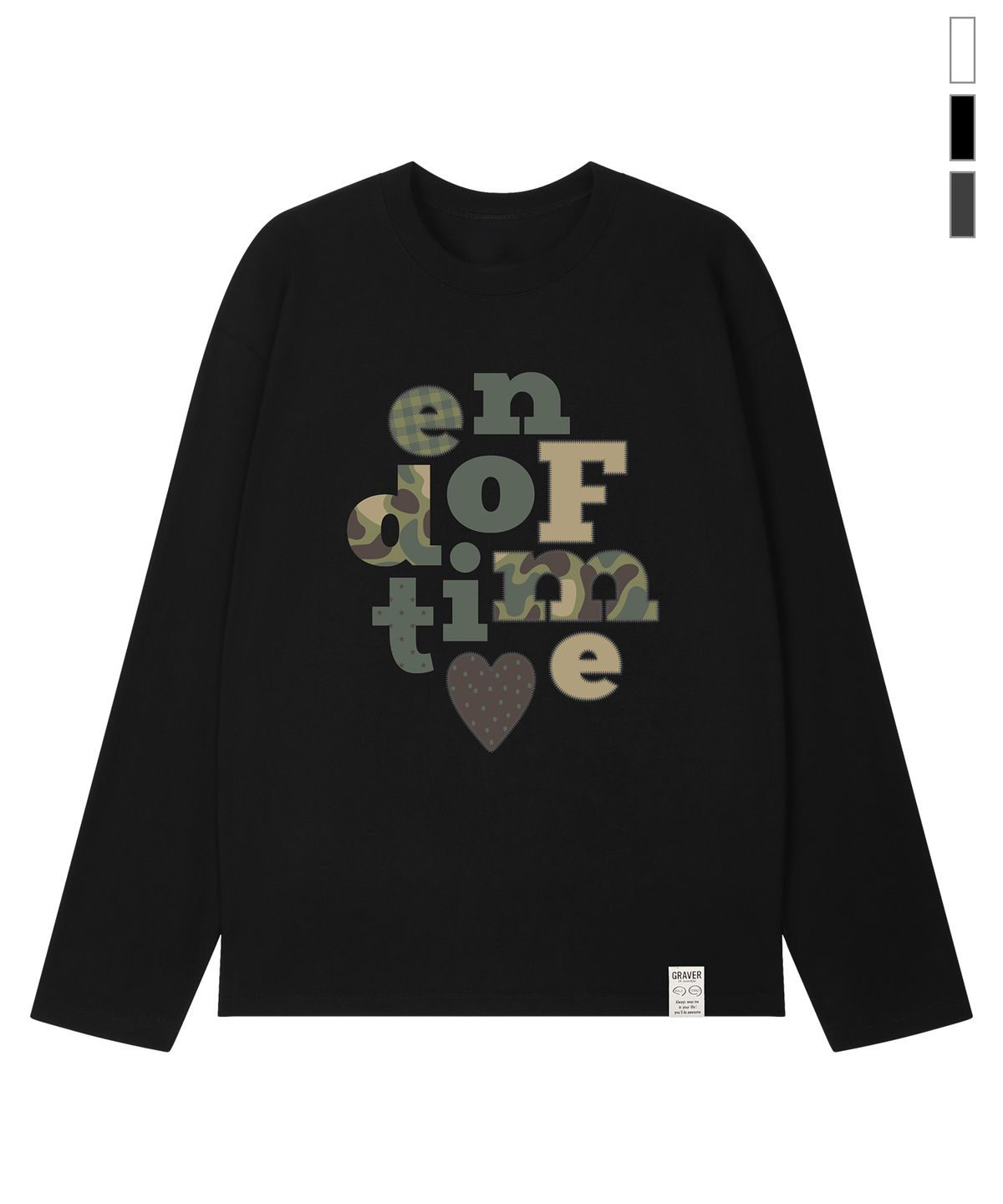 그레이버(GRAVER) [UNISEX]카모 END OF TIME 롱슬리브 티셔츠_3color