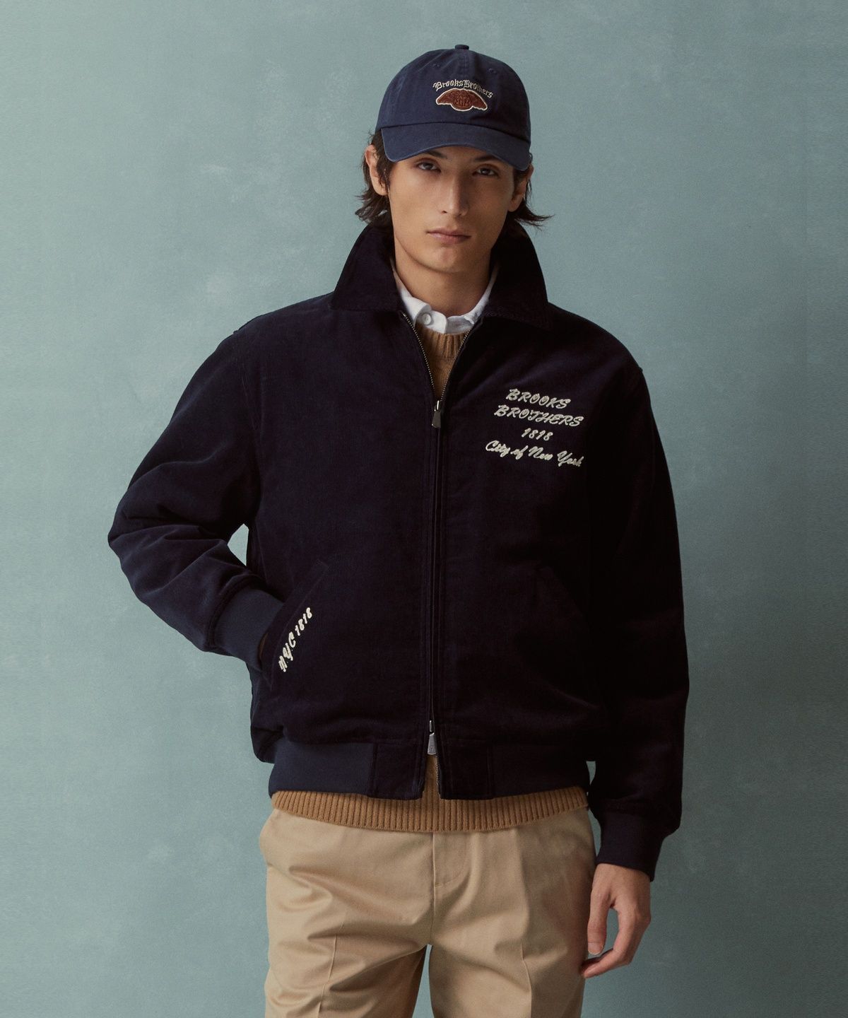 브룩스 브라더스(BROOKS BROTHERS) 코듀로이 바시티점퍼 (네이비) (BBOTMBF305)