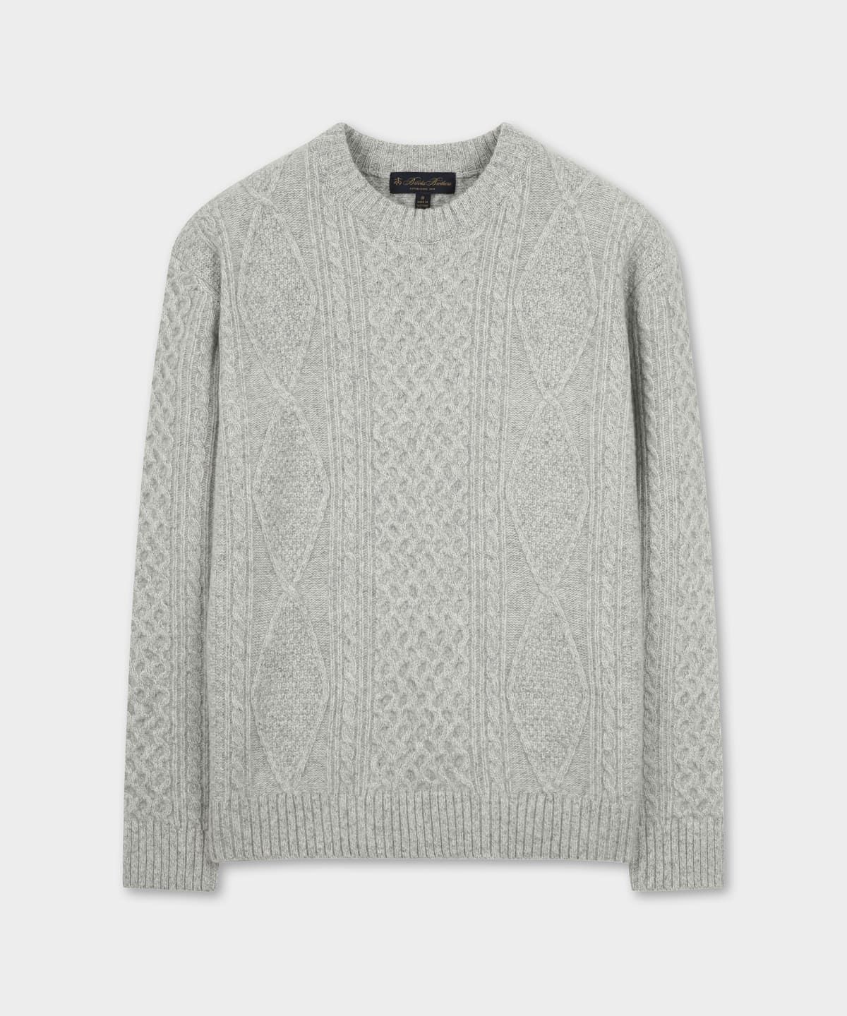 브룩스 브라더스(BROOKS BROTHERS) [Heritage] 케이블 아란 스웨터 (라이트그레이) (BBWRMHF408)