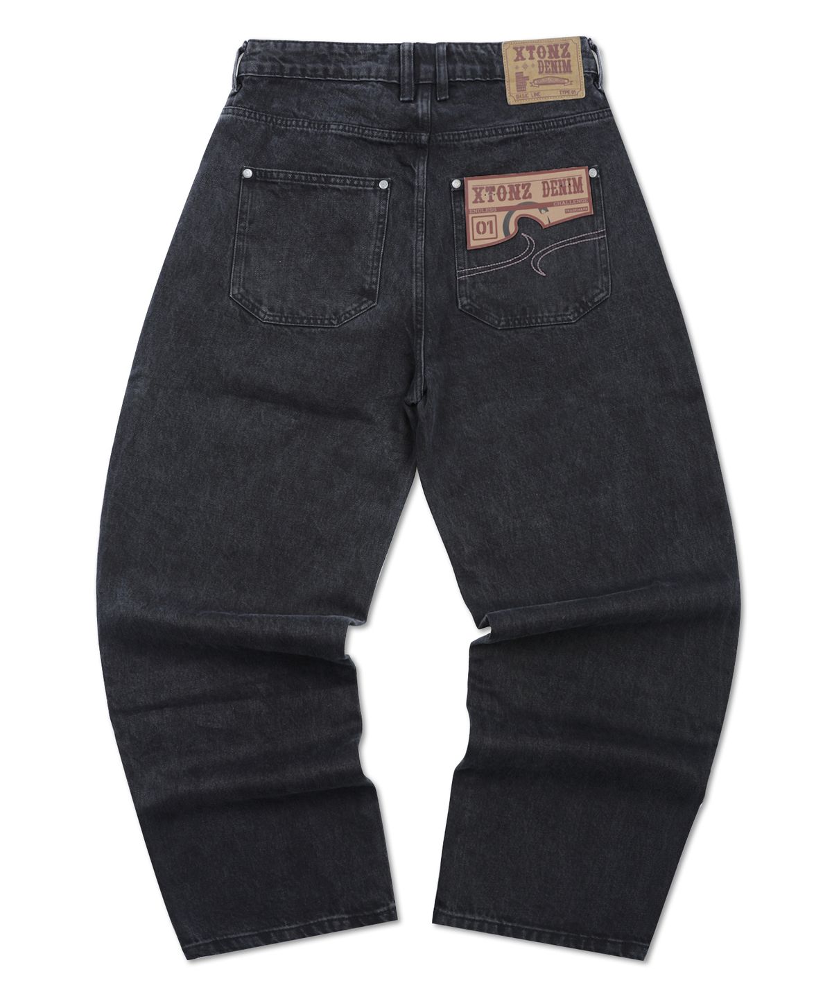엑스톤즈(XTONZ) XP307 헤리티지 이지 와이드 데님 팬츠 (BLACK)