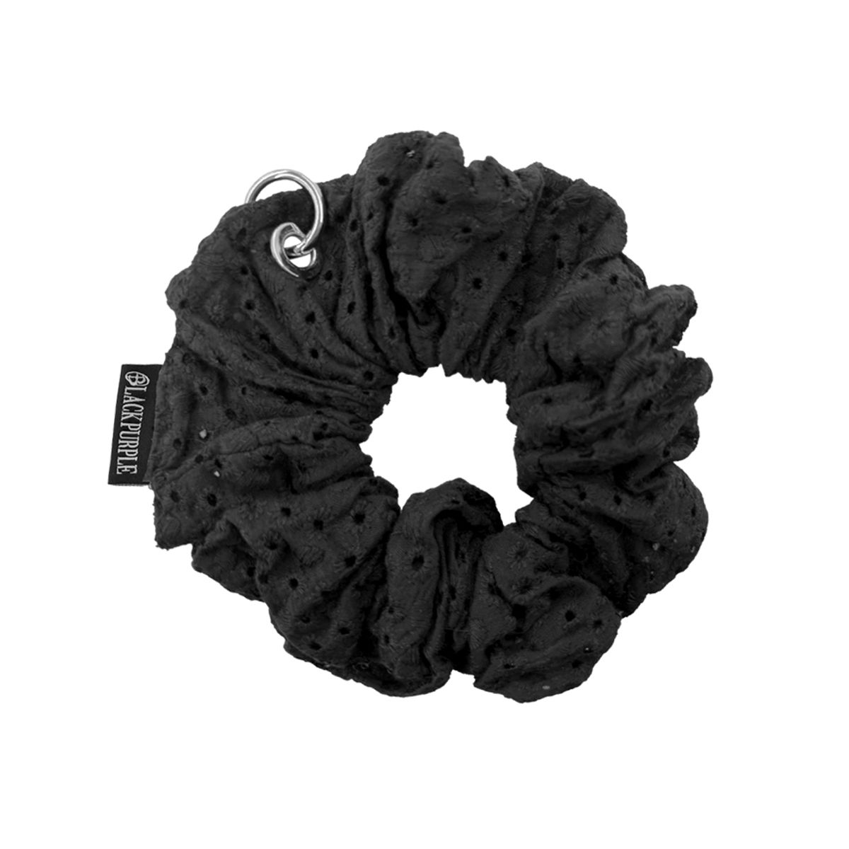 블랙 퍼플(BLACK PURPLE) 네티 레이스 아일렛 스크런치 Netty Lace Eyelet Scrunchie_BLACK