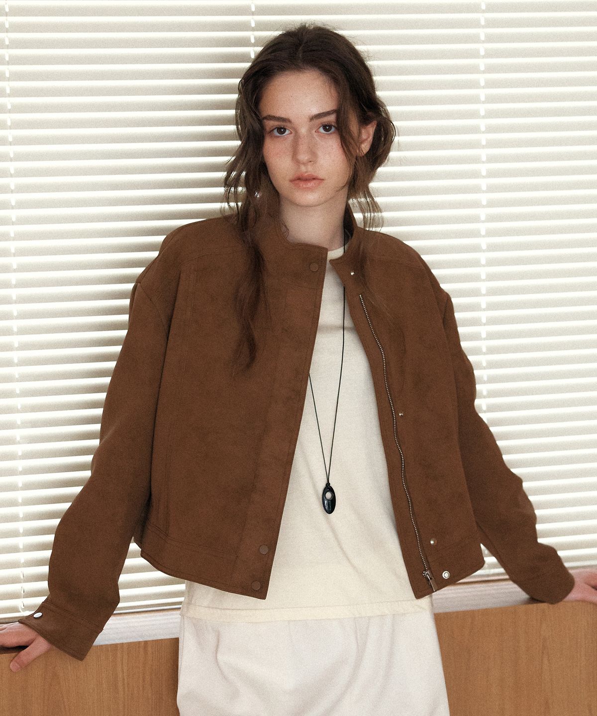 엽페(YUPPE) SUEDE BLOUSON JACKET_BROWN