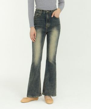 라인업 세미 부츠컷 스판 데님 팬츠 (옐로우틴)