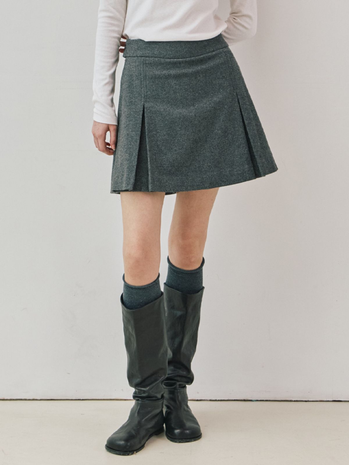 클루니(CLUNY) Wool skirt pants - gray