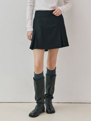 Wool skirt pants - black
