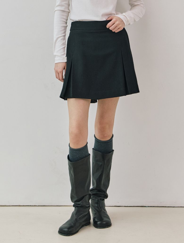 Wool skirt pants - black