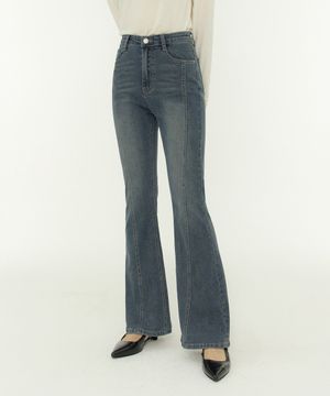 센터 절개 세미 부츠컷 스판 데님 팬츠 (중청)