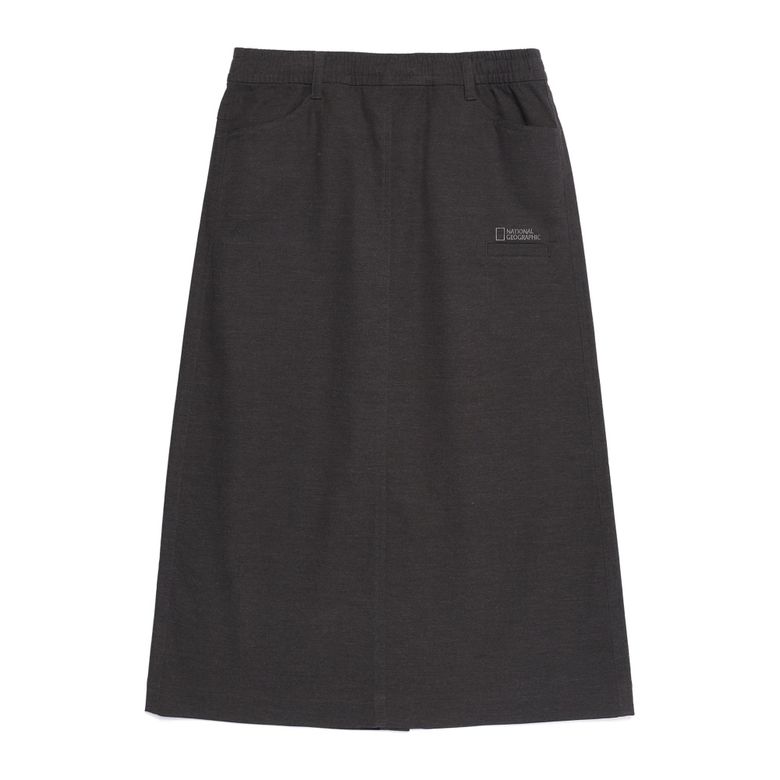 N253WSK910 여성 데님라이크 롱 스커트 BLACK BROWN