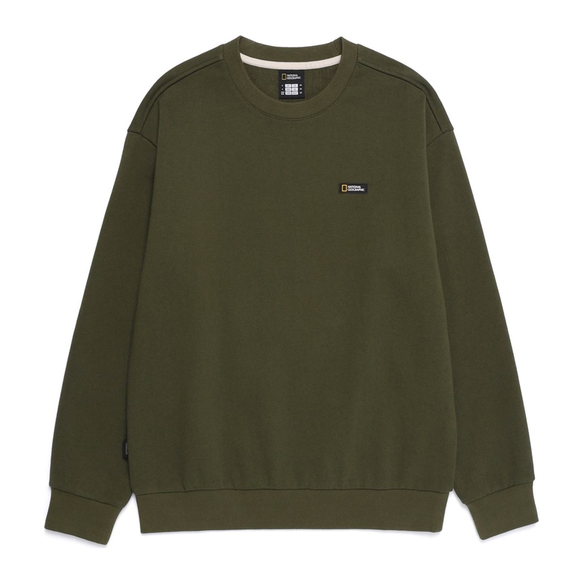 내셔널지오그래픽(NATIONALGEOGRAPHIC) N253USW901 라르가 헤비웨이트 세미오버핏 맨투맨 OLIVE KHAKI