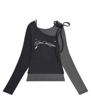 feather 리본 레이어드 슬리브