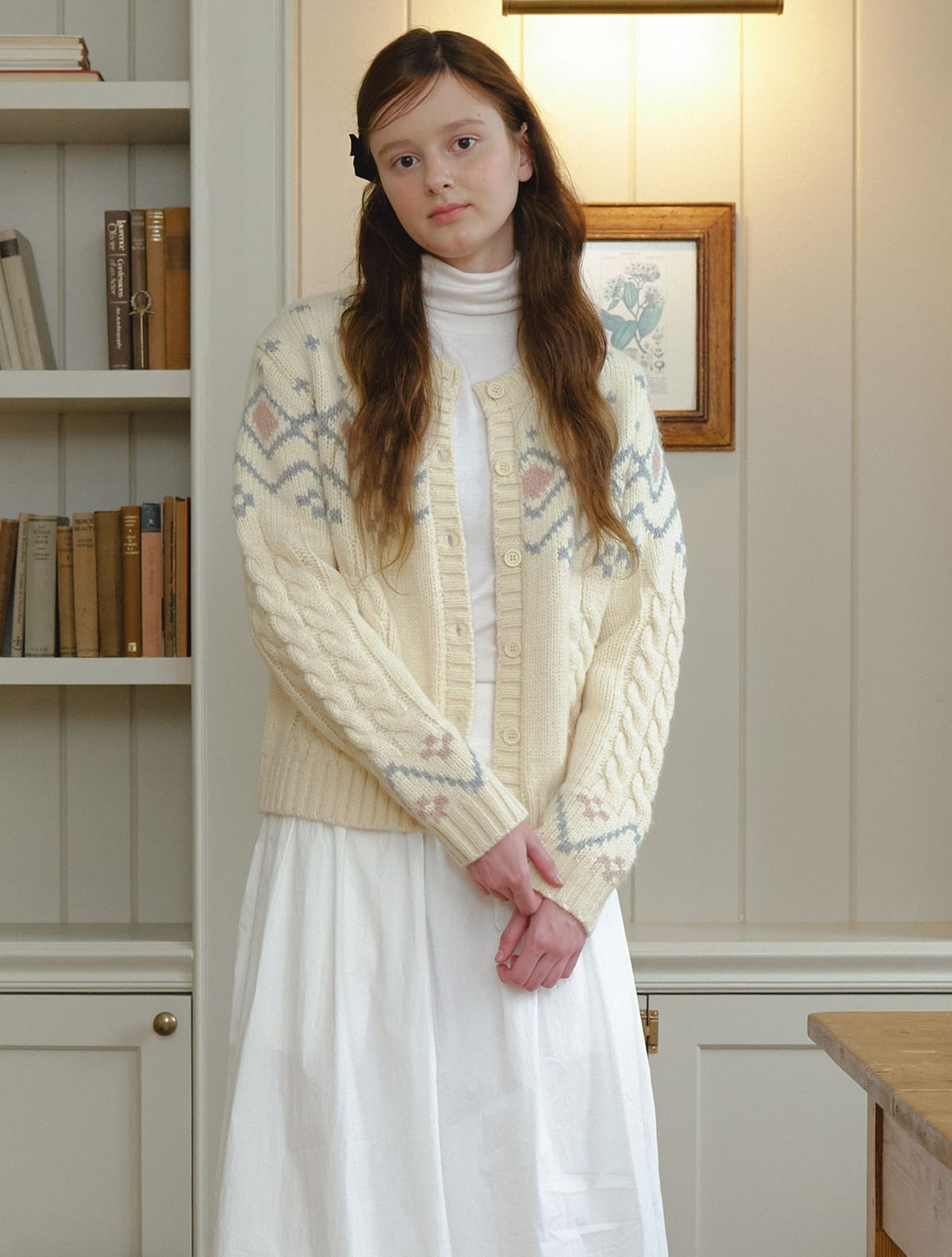 클루니(CLUNY) Rustic mood twist wool cardigan - ivory