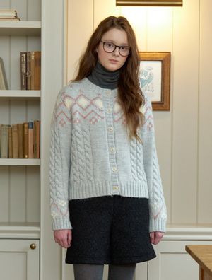 Rustic mood twist wool cardigan - gray