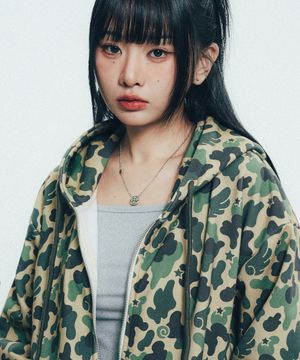 엔젤 카모 후드 집업_그린