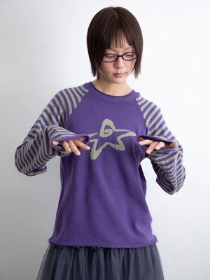 STAR STRIPE RAGLAN KNIT_PURPLE(IK2FFMK600A)