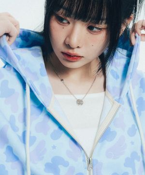 엔젤 카모 후드 집업_블루