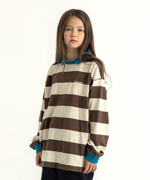 카라 스트라이프 티셔츠 Brown