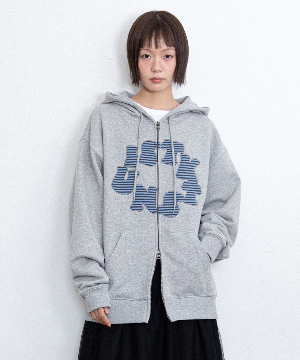 이스트쿤스트(ISTKUNST) CIRCLE LOGO HOOD ZIP UP_GREY(IK2FFMM481A)