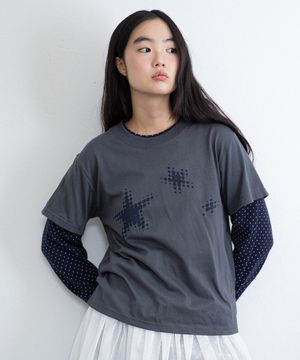 STAR DOT LAYERD L/S TEE_CHARCOAL(IK2FFMT556A)