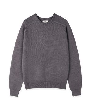 에센셜 라운드 크롭 니트 - 그레이