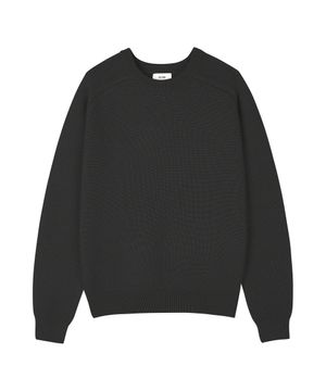 에센셜 라운드 크롭 니트 - 블랙