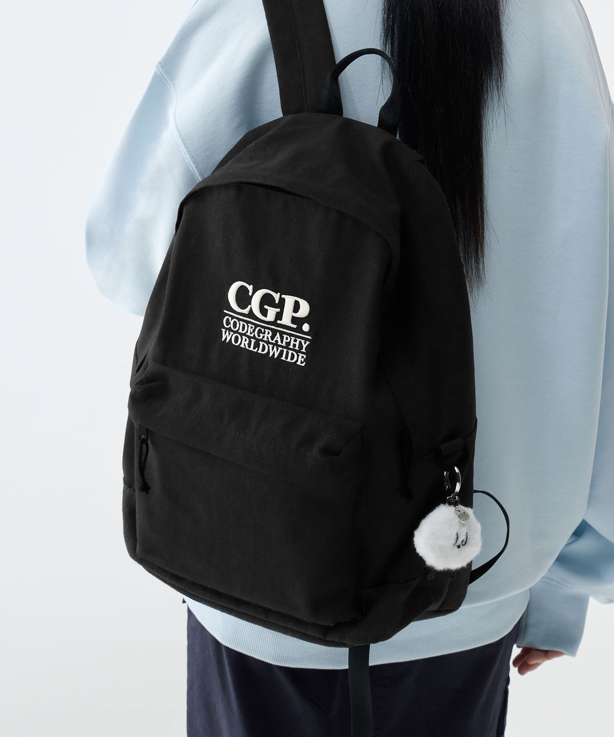 코드그라피(CGP) 스퀘어 로고 백팩_블랙