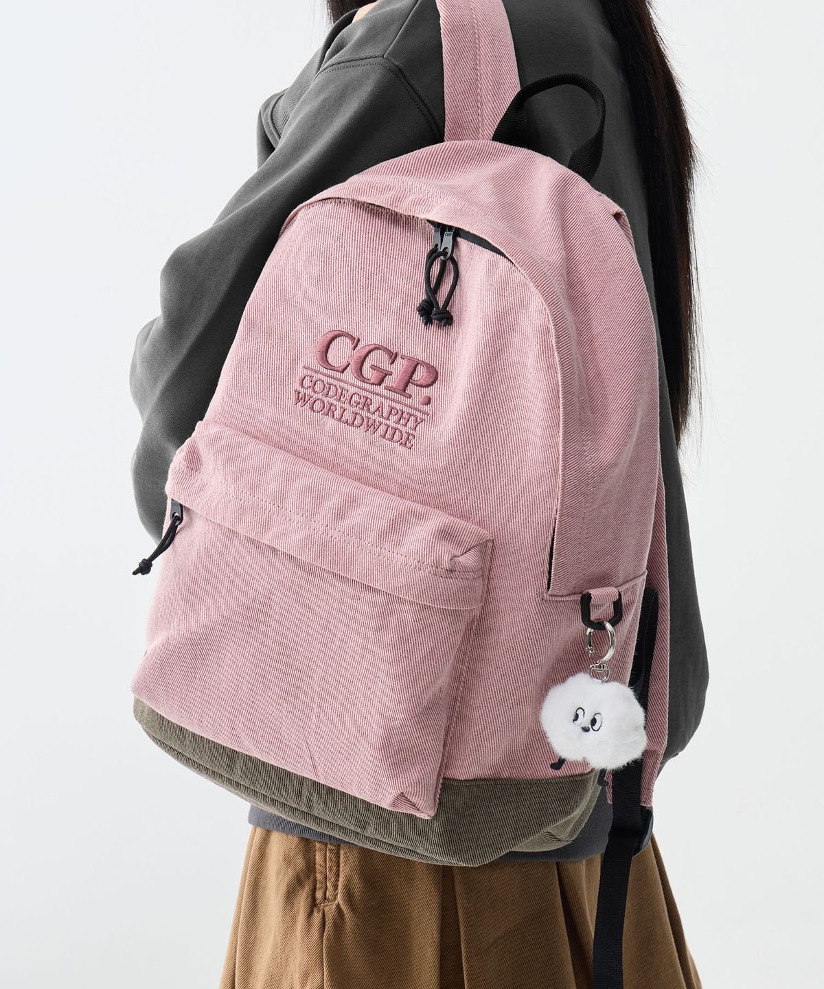 코드그라피(CGP) 스퀘어 로고 백팩_인디핑크