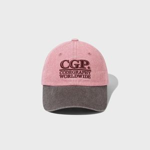 스퀘어 로고 워싱 배색 볼캡_인디핑크