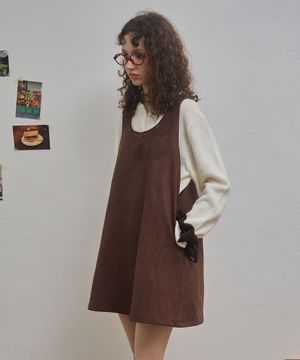 (우먼) FAUX 스웨이드 원피스_브라운