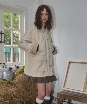 (우먼) 하프 헌팅 자켓_크림