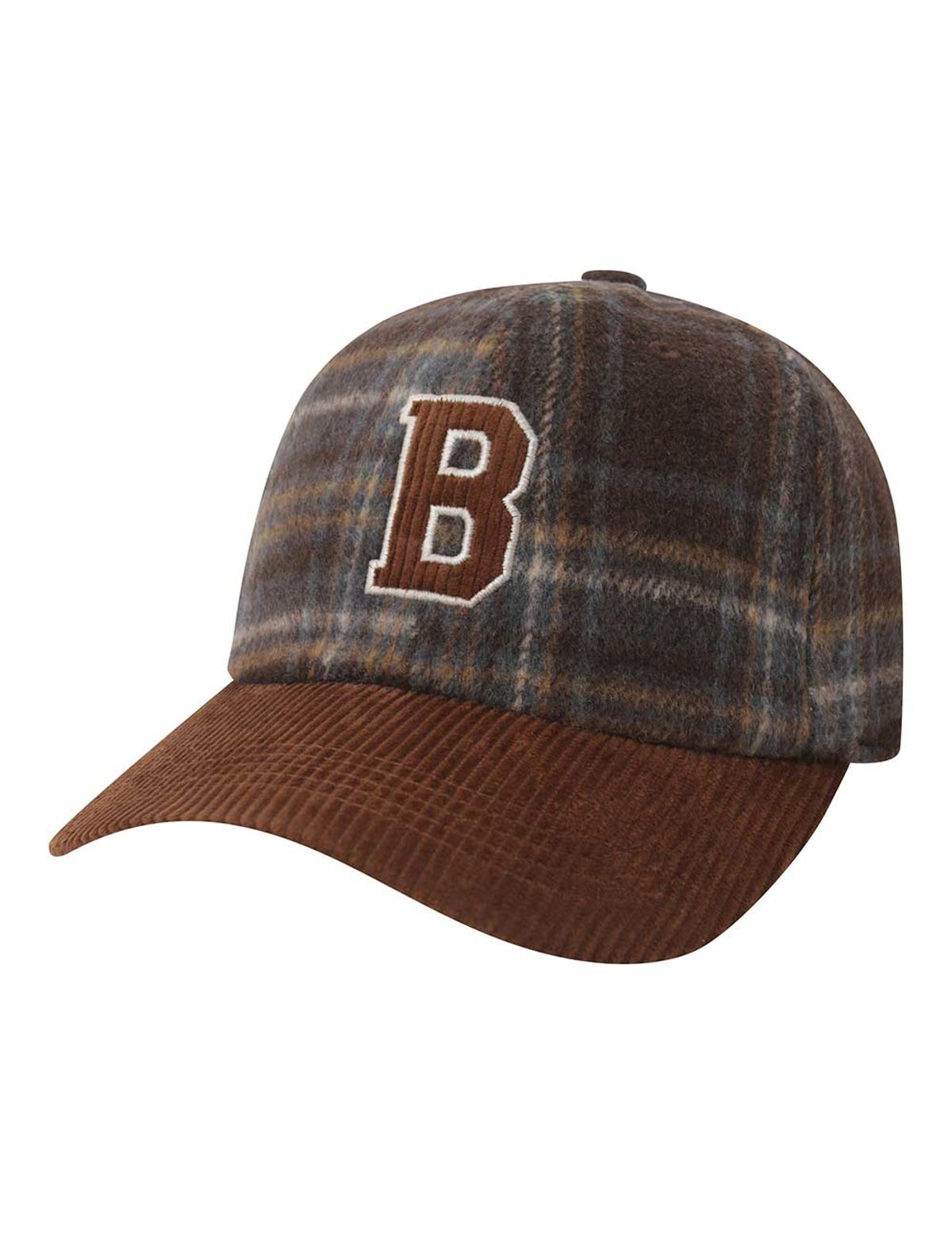 버커루(BUCKAROO) 로고 자수 체크 볼캡 브라운