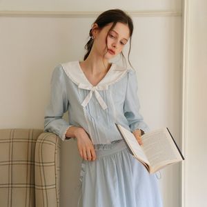 Cest_Sky blue ribbon sailor collar blouse