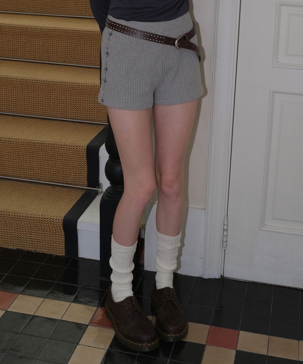 큐리티(CURETTY) C RIBBED SHORTS_GREY