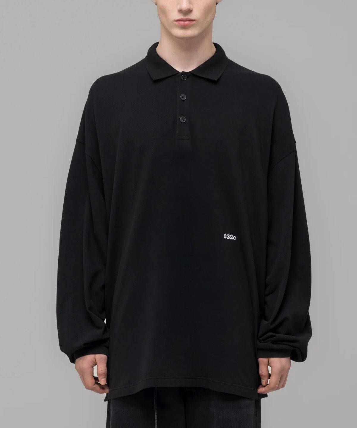 032씨(032C) (U) 스피드 데빌 폴로 셔츠 워시드 블랙 SPEED DEVIL LS POLO SHIRT WASHED BLACK