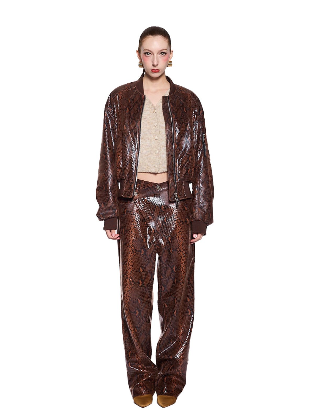 그리디어스(GREEDILOUS) Asymmetrical Faux-Snake Pants