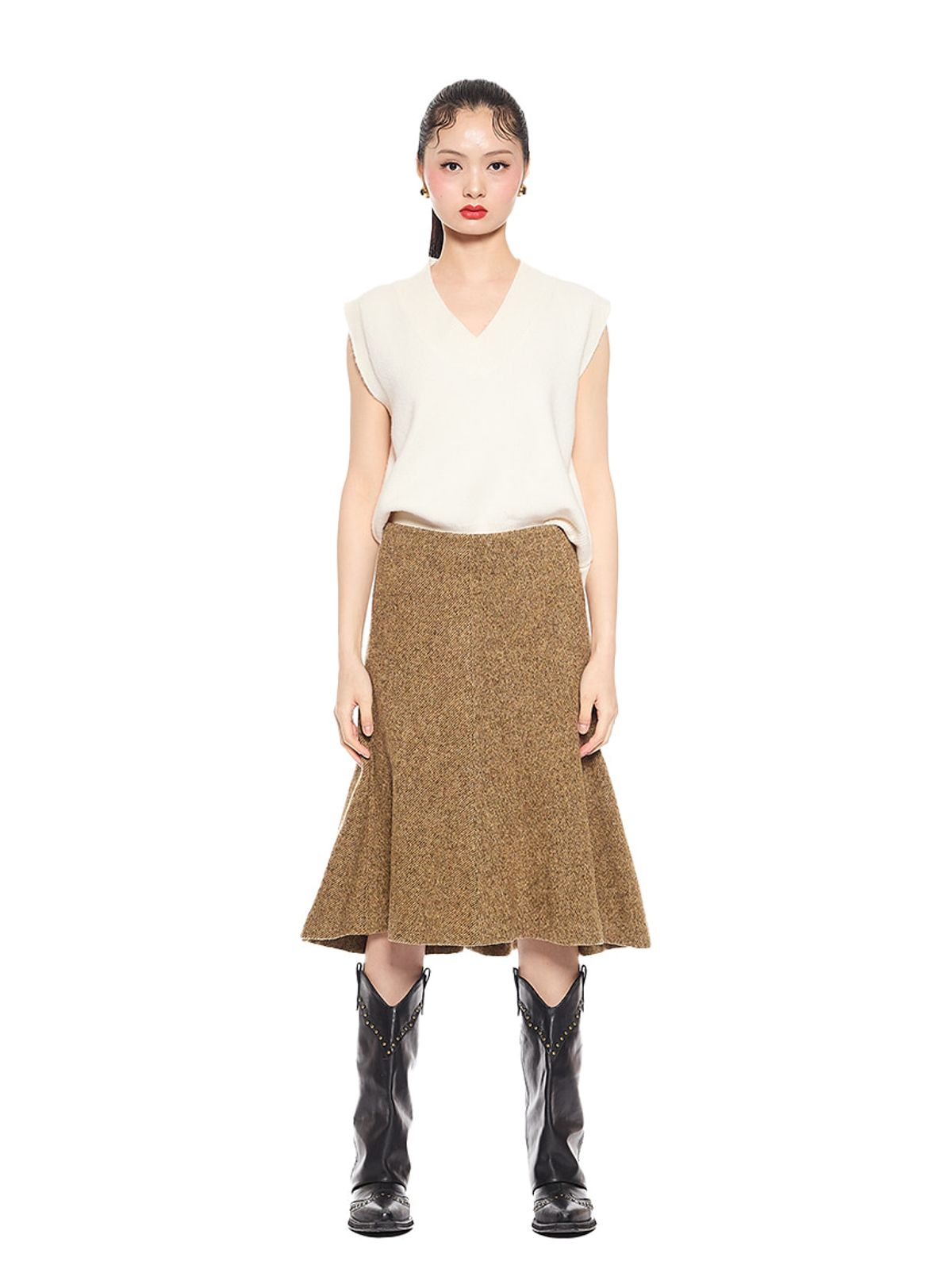 그리디어스(GREEDILOUS) Semi Flare Wool Midi Skirt
