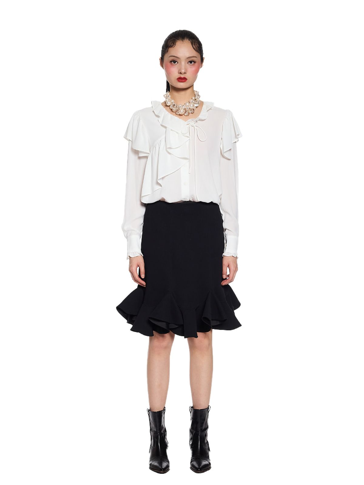 그리디어스(GREEDILOUS) Ruffled Pencil Skirt