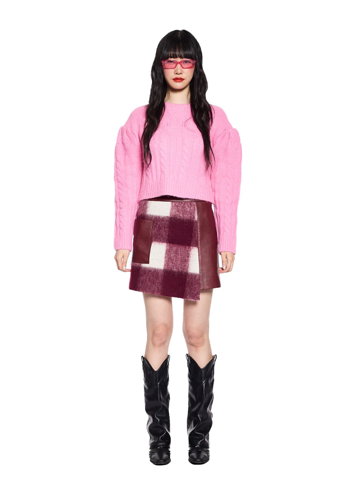그리디어스(GREEDILOUS) Checked Wool Contrast Mini Skirt