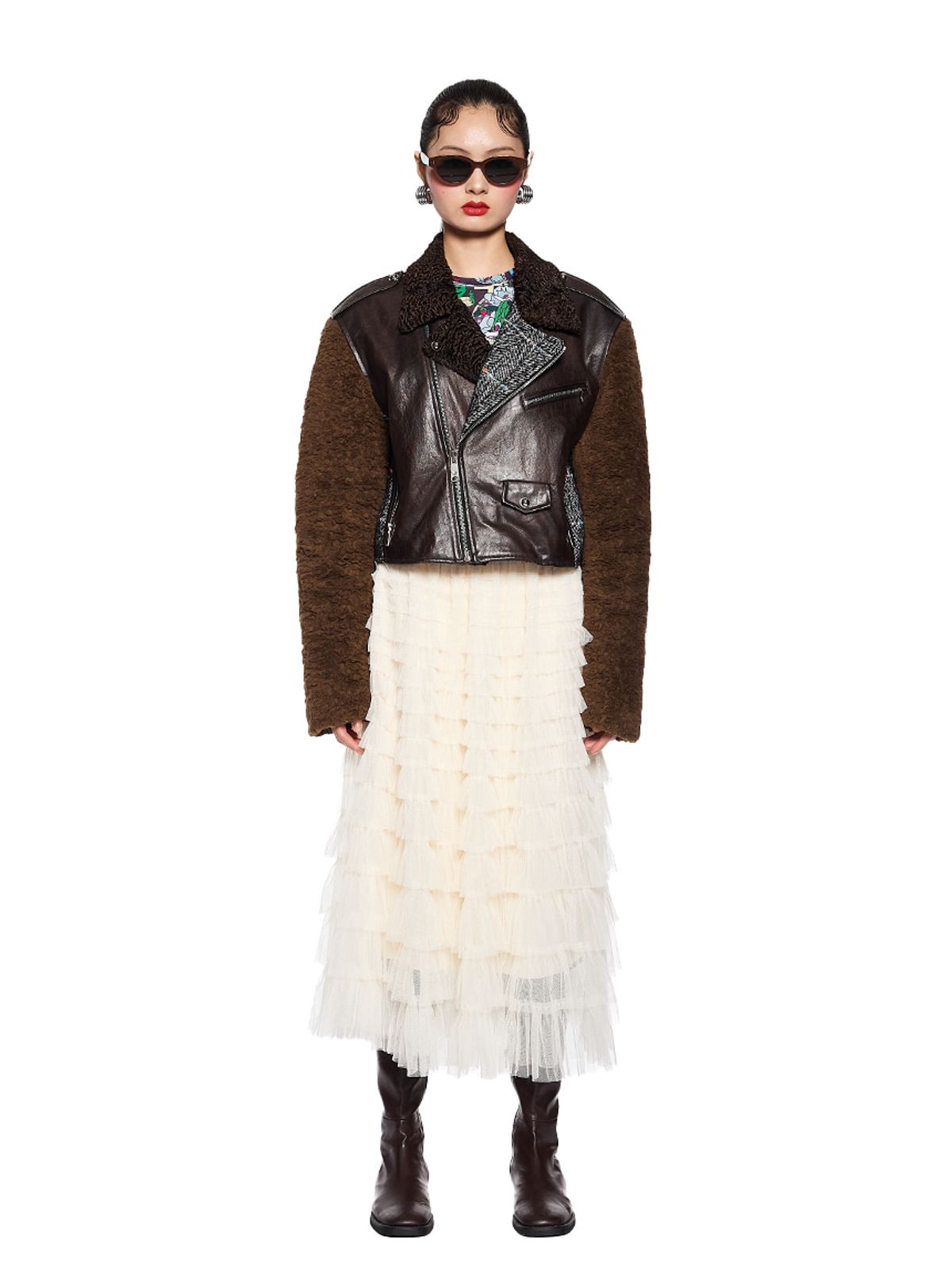 그리디어스(GREEDILOUS) Check Leather Biker Jacket