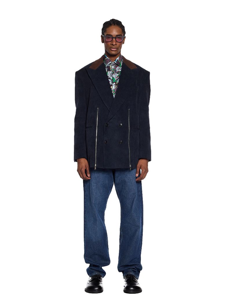 Corduroy Two Side Zipper Jacket
